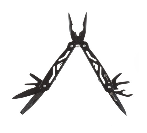 Мультитул Stinger, сталь/алюминий (черный), 12 инструментов, нейлоновый чехол, коробка картон