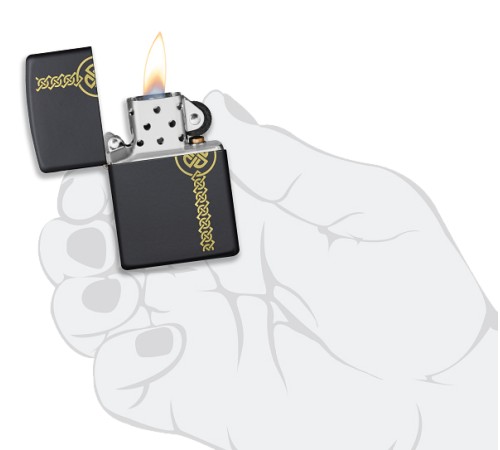 Зажигалка ZIPPO Celtic Design с покрытием Black Matte, латунь/сталь, чёрная, матовая, 38x13x57 мм