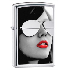 Зажигалка ZIPPO Gold Design с покрытием High Polish Chrome, латунь/сталь, серебристая, 38x13x57 мм
