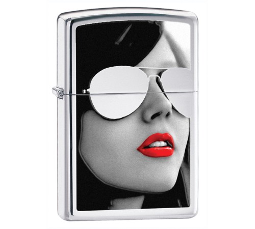 Зажигалка ZIPPO Gold Design с покрытием High Polish Chrome, латунь/сталь, серебристая, 38x13x57 мм