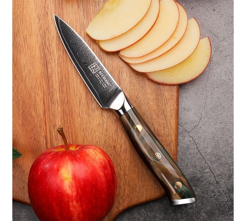 Нож из дамасской стали для овощей Keemake 3,5 Inch Paring Knife, бежевый