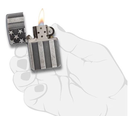 Зажигалка ZIPPO Armor™ с покрытием Antique Silver Plate™, латунь/сталь, серая, матовая, 38x13x57 мм