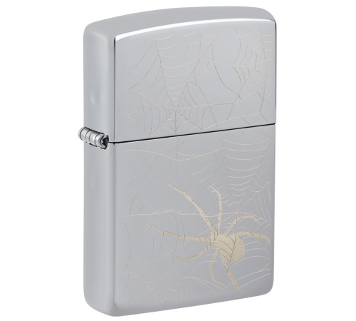 Зажигалка ZIPPO Spider Design с покрытием High Polish Chrome, латунь/сталь, серебристая, 38x13x57 мм