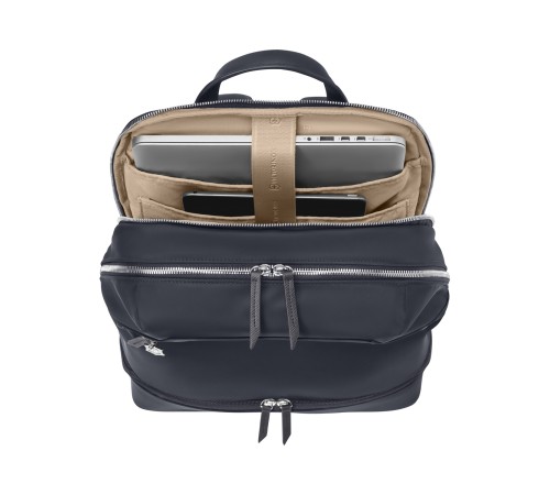 Рюкзак VICTORINOX Victoria Signature Deluxe Backpack, синий, нейлон/кожа, 32x18x39 см
