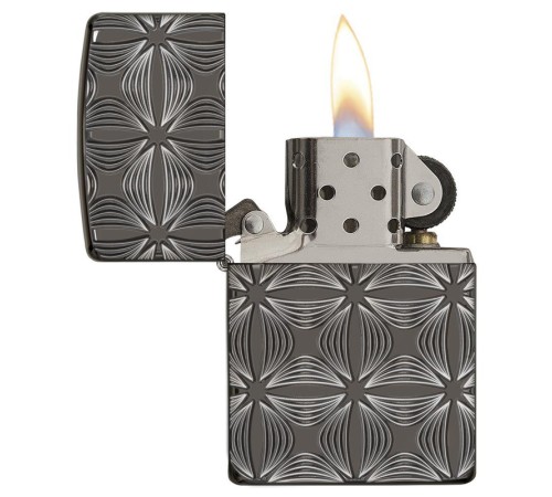 Зажигалка ZIPPO Armor® с покрытием Black Ice®, латунь/сталь, чёрная, глянцевая, 37х13x58 мм