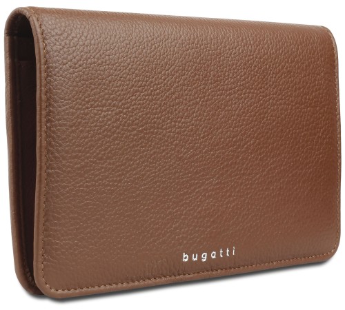 Кошелёк женский BUGATTI Lady Top, коньячный, натуральная воловья кожа, 19,5х2х11,2 см
