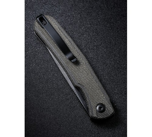 Складной нож SENCUT Scitus D2 Steel Black Stonewashed Handle Dark Green Canvas Micarta