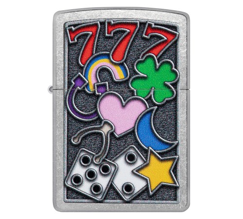 Зажигалка ZIPPO All Luck с покрытием Street Chrome, латунь/сталь, серебристая, 38x13x57 мм