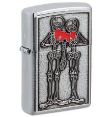 Зажигалка ZIPPO Couple Love с покрытием Brushed Chrome, латунь/сталь, серебристая, 36x13x57 мм