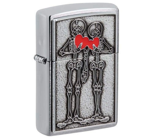 Зажигалка ZIPPO Couple Love с покрытием Brushed Chrome, латунь/сталь, серебристая, 36x13x57 мм