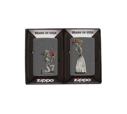 Набор ZIPPO Влюбленные зомби из двух зажигалок с покрытием Iron Stone™, серые, матовые