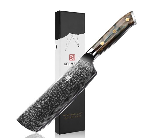 Нож из дамасской стали для овощей Keemake 7 Inch Nakiri Knife, бежевый
