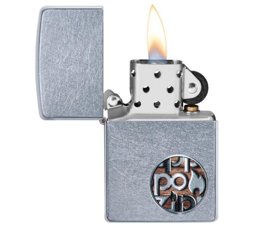Зажигалка ZIPPO Button с покрытием Street Chrome™, латунь/сталь, серебристая, матовая, 38x13x57 мм