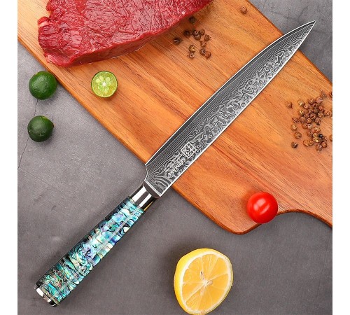 Нож разделочный из дамасской стали Keemake 8 Inch Carving Knife, разноцветный