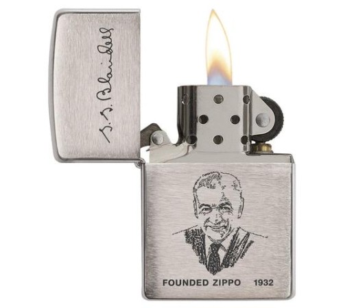 Зажигалка ZIPPO G. Blaisdell, с покрытием Brushed Chrome, латунь/сталь, серебристая, 36x12x56 мм