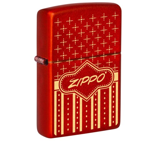 Зажигалка ZIPPO с покрытием Metallic Red, латунь/сталь, красная, 38x13x57 мм
