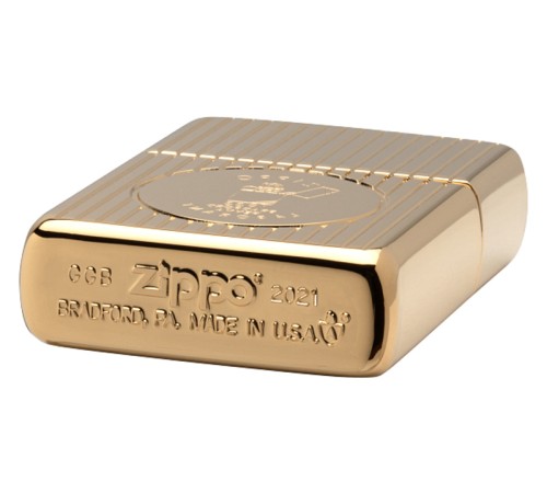 Зажигалка ZIPPO Armor® Founder's Day с покрытием Gold Plate, латунь/сталь, золотистая, 38x13x57 мм