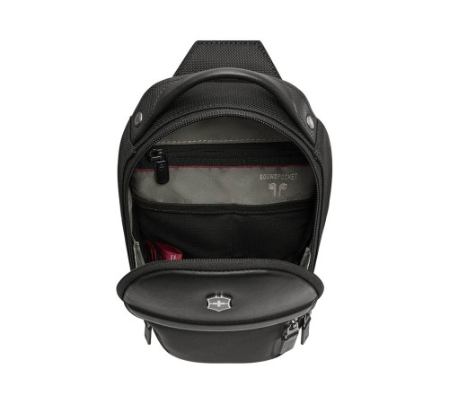 Рюкзак на одно плечо VICTORINOX Architecture Urban2 Sling Bag, черный, полиэстер/кожа, 17x8x28 см, 2 л