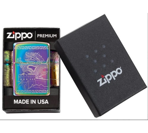 Зажигалка ZIPPO Classic с покрытием Multi Color, латунь/сталь, разноцветная, глянцевая, 38x13x57 мм