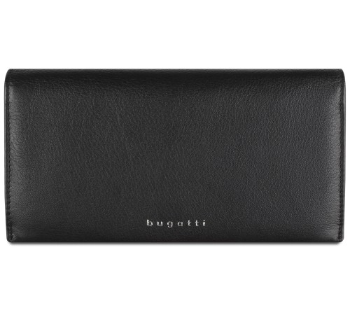Кошелёк женский BUGATTI Lady Top, чёрный, натуральная воловья кожа, 19,5х2х10 см