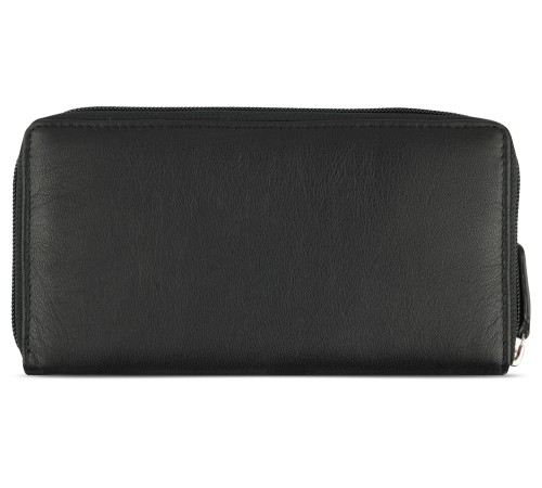 Кошелёк женский BUGATTI Banda, с защитой данных RFID, чёрный, кожа козы/полиэстер, 18,5х2х10 см