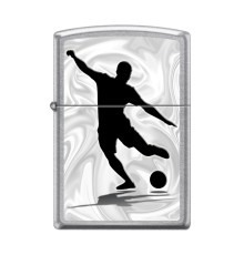 Зажигалка ZIPPO Футболист с покрытием Street Chrome™, латунь/сталь, серебристая, 38x13x57 мм