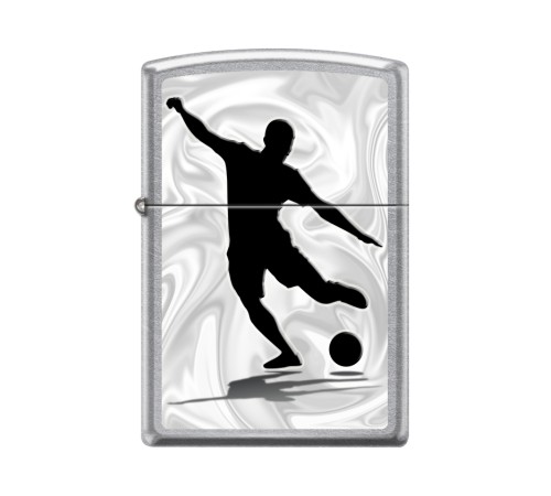 Зажигалка ZIPPO Футболист с покрытием Street Chrome™, латунь/сталь, серебристая, 38x13x57 мм