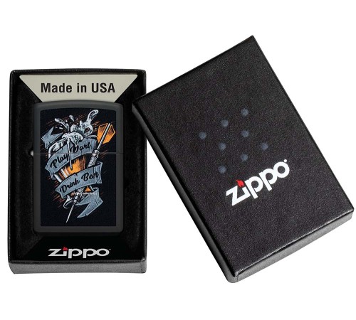 Зажигалка ZIPPO Darts с покрытием Black Matte, латунь/сталь, черная 38x13x57 мм