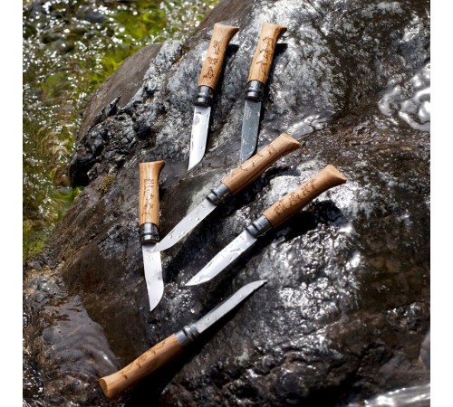 Нож Opinel №8 Animalia, нержавеющая сталь, рукоять дуб, гравировка бизон