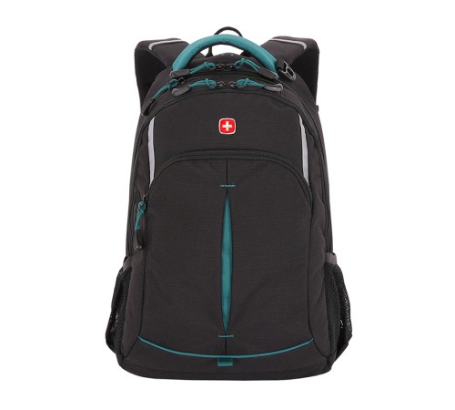 Рюкзак SWISSGEAR, черный/бирюзовый, фьюжн/2 мм рипстоп, 32x15x46 см, 22 л