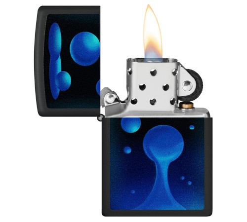 Зажигалка ZIPPO Lava Lamp с покрытием Black Light, латунь/сталь, черная,матовая 38x13x57 мм