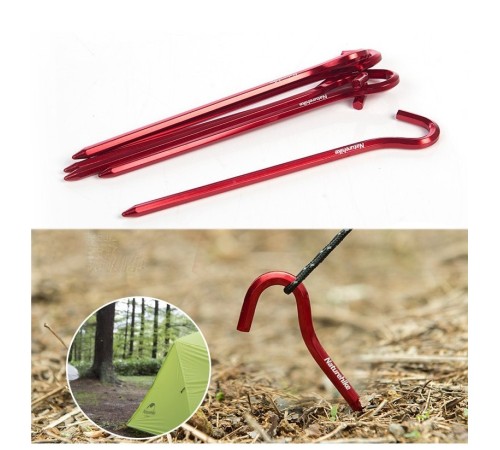 Колышки Naturehike NH17D027-D алюминиевые  для палатки (6 шт.) 17 см, красные, 6927595723371