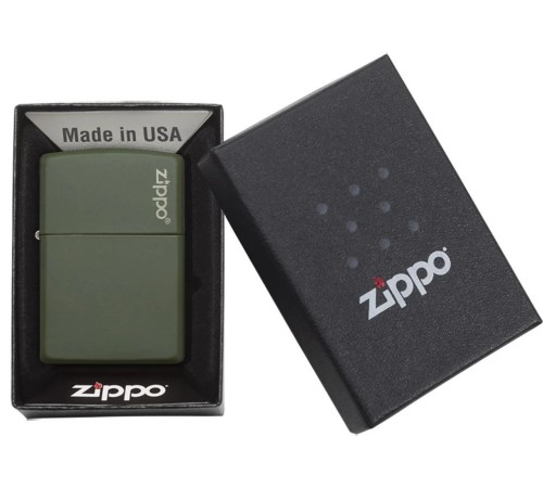 Зажигалка ZIPPO Green Matte, латунь с порошковым покрытием, зеленая, матовая, 38x13x57 мм
