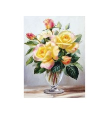 Алмазная мозаика 15х20 ЧАЙНЫЕ РОЗЫ (20 цветов)