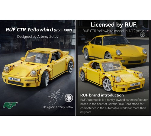 Конструктор CaDA спорткар RUF CTR Yellowbird 1/12 (1515 деталей)