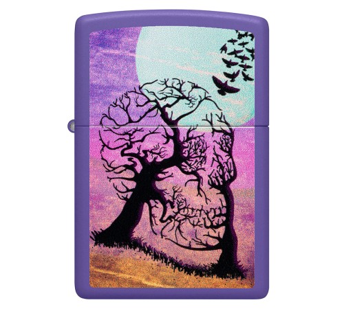 Зажигалка ZIPPO Skull Tree с покрытием Purple Matte, латунь/сталь, черная 38x13x57 мм