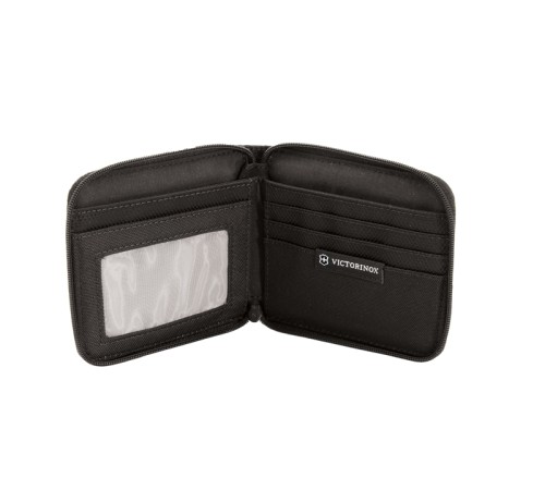Бумажник VICTORINOX Tri-Fold Wallet, на молнии, чёрный, нейлон 800D, 11x1x10 см