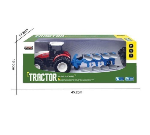 Р/У фермерский трактор Korody с плугом, двойные колеса 1/24 2.4G 6CH RTR