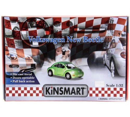Машина Kinsmart 1:32 Volkswagen New Beetle инерция (1/12шт.)  б/к