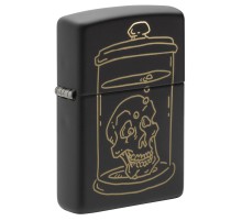 Зажигалка ZIPPO Skull Design с покрытием Black Matte, латунь/сталь, чёрная, матовая, 38x13x57 мм