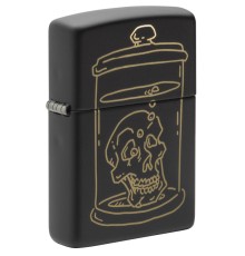 Зажигалка ZIPPO Skull Design с покрытием Black Matte, латунь/сталь, чёрная, матовая, 38x13x57 мм