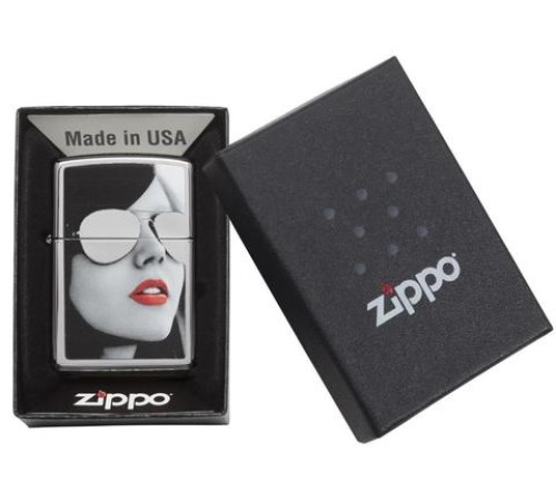 Зажигалка ZIPPO Gold Design с покрытием High Polish Chrome, латунь/сталь, серебристая, 38x13x57 мм