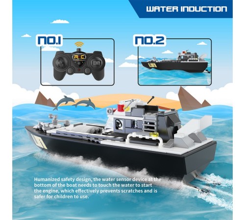 Радиоуправляемый катер Flytec V103 конструктор 2 в 1 (169 деталей) 2.4G RTR