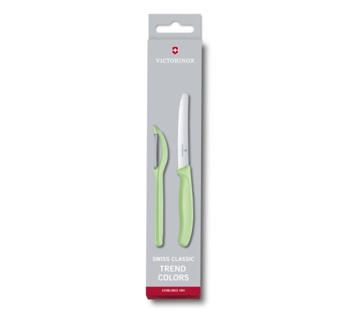 Набор из 2 ножей VICTORINOX Swiss Classic: нож для овощей и столовый нож 11 см, салатовая рукоять