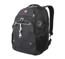 Рюкзак WENGER, 15”, черный/серебристый, полиэстер 900D/М2 добби/искуственная кожа, 34x22x46 см, 34 л