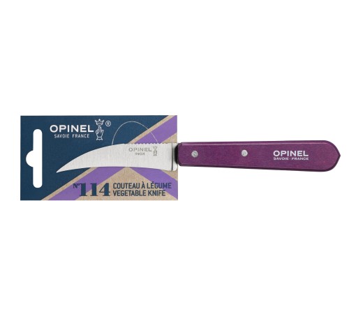 Нож для чистки овощей Opinel №114, деревянная рукоять, нержавеющая сталь, сливовый, блистер, 001924