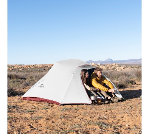 Палатка Naturehike Cloud Up NH18T030-T 20D трехместная сверхлегкая с ковриком, светло-серый, 6927595730614