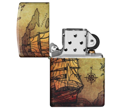 Зажигалка Zippo Pirate Ship с покрытием White Matte, латунь/сталь, белая, матовая, 38x13x57 мм