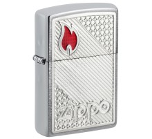 Зажигалка ZIPPO Classic с покрытием Brushed Chrome, латунь/сталь, серебристая, 38x13x57 мм