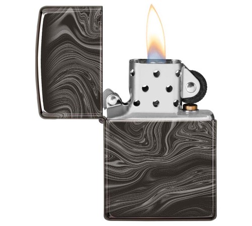 Зажигалка ZIPPO Marble Pattern с покрытием High Polish Black, латунь/сталь, чёрная, 38x13x57 мм